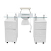 Manicure Nail Table with Glass Top Salon Beauty Station Technician Storage Desk