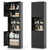 190cm Tall Freestanding Cupboard Kitchen Pantry Cabinet w/ Doors & Shelves Black