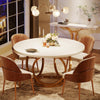 Round Dining Table for 4, 47-Inch White Kitchen Table with Golden Metal Base