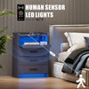 Bedside Table with Charging Station & Led Lights, Bedside Cabinet with 3 Drawers