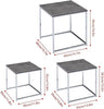 High Gloss Nesting Table Set of 3 - Marble Effect Wood with Chrome Frame