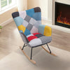 Upholstered Patchwork Fabric Rocker Armchair High Wing Back Rocking Glider Chair