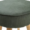 Dressing Table Stool Corduroy Round Makeup Vanity Seat Chair Wooden Legs Pouffe