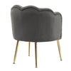 Matte Velvet Armchair Scallop Wing Back Tub Seat Accent Chair w/Gold Metal Legs