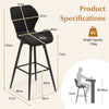 Bar Stool Set of 2 Counter Height Bar Chairs with Curved Backrest & Seat