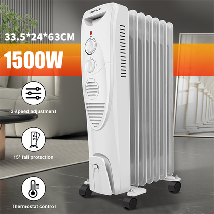 7 Fin Oil Filled Radiator Electric Portable Heater 3 Heat Thermostat Column UK