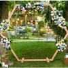 96" Wood Wedding Arch Backdrop Stand Hexagon Garden Arbor Frame Party Dec