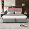 Upholstered Bed 4ft6 Double LED Hydraulic Bed Frame with Ottoman Storage