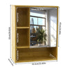 Wall-mounted Bamboo Bathroom Cabinet Mirror Door Organiser Storage Living Room