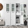 Bathroom Tall Cabinet Slim Freestanding Storage Organizer Cupboard 2 Doors