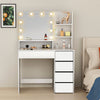 Dressing Table Vanity Makeup Desk Set with LED bulbs Mirror and Stool 5 Drawers