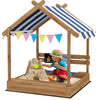 Kids Wooden House Designed Sandbox Children Outdoor Toy Set Garden Pit NEW UK