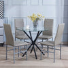 Round Clear Tempered Glass Dining Table Black Metal Legs Dining Room Kitchen