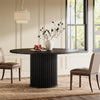 120cm Round Dining Table for 4-6, Modern Kitchen Table with Fluted Round Base