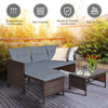 3PCS Outdoor Conversation Set Patio PE Rattan Sectional Sofa Table Furniture Set