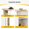 Kitchen Island Bar Table Storage Cabinet Reversible Mobile Serving Cart White