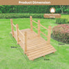 1.5M Wooden Garden Bridge Decorative Arc Footbridge Walkway W/Safety Guardrails