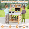 2-In-1 Wooden Mud Kitchen Double-Sided Kids Kitchen Playset w/ Canopy