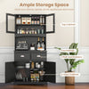 Multifunctional Modern Storage Cabinet 4 Doors Cupboard-Black