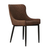 Pair of 2 Dining Chairs Office Chairs Brown Faux Leather Diamond Chairs Padded