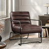 Mid-Century Modern Upholstered Distressed PU Leather Armchair Chair w/Metal Base