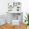 Vanity 5 Drawers Corner Dressing Table Set Makeup Desk with Mirror Stool Dresser