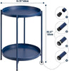 Round Side Table Metal End Table, 2-Tier Tray Snack Table Coffee Table Tea Table