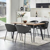 Set of 2 Grey Dining Chairs Velvet Padded Seat Metal Legs Kitchen