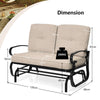 120CM 2 Seats Outdoor Swing Glider Chair Garden Patio Loveseat w/Cushions Beige