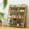 Bamboo Ladder Shelf 4-Tier Plant Stand Storage Rack Wooden Flower Shelf