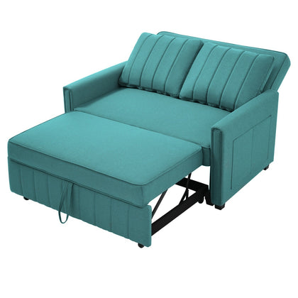 2 Seater Sofa Bed, 3in1 Convertible Fabric Pull Out Sleeper Sofa for Living Room