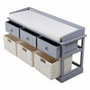 Shoe Bench Shoes Storage Organizer Baskets Cabinet Cushioned Seat Home Hallway