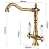 Kitchen Mixer Taps Vintage Dual Lever Kitchen Sink Taps Brass Water Tap Mixer UK