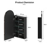 Arched Mirror Cabinet Bathroom Medicine Cabinet Wall Mounted Storage Metal Frame