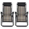 Set of 2 Zero Gravity Chairs Rattan Folding Sun Lounger Reclining Chair W/Pillow