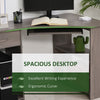 L-Shaped Corner Computer Desk w/ 2 Shelves Wide Worktop Keyboard Tray Grey