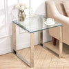 Tempered Glass Square Coffee Table Sofa Side End Table Bedside Nightstand Chrome