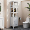 150cm White Tall Bathroom Cabinet Slim Storage Cabinet w/Single Door & 3 Shelves