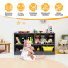Storage Cube Wooden Bookcase 2 Tier Open Display Shelf Storage Cabinet-Grey