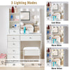 White Dressing Table MDF Makeup Desk Dresser with Slide Mirror 6 Drawers Stool