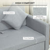 Convertible 2 Seater Sofa Bed with Hidden Storage, 2 Cushions, Light Grey