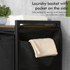 3 Compartment Black Steel MDF Laundry Basket with Removable Bags Organizer