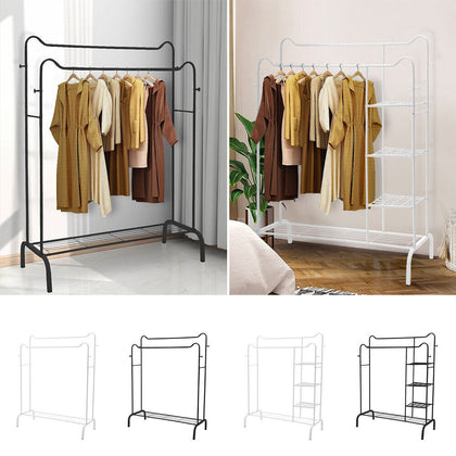 Large Coat and Hat Stand Metal Shoe Rack Storage Shelf Hanger Hooks Bedroom