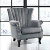 Queen Anne Velvet Upholstered Oyster High Back Wingback Armchair Tub Chair Sofa