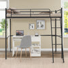 95CM Single Steel Loft Bed Space-Saving Bed Frame High Sleeper Bunk Bed Black