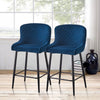 2 pcs Faux Leather / Velvet Bar Stools Diamond Design Soft Upholstered Seat Back