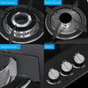 OYAJIA 58cm Black 3 Burner Gas On Glass Hob With Cast Iron Pan Stands UK