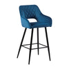 2 x Velvet Bar Stools Metal Leg Padded Seat Breakfast Stools Kitchen Chair New