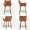 Set of 2 Modern Bar Stools PU Leather Counter Stools with Metal Legs Brown