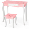 Kids Vanity Table & Chair Set Children Makeup Dressing Table with Mirror